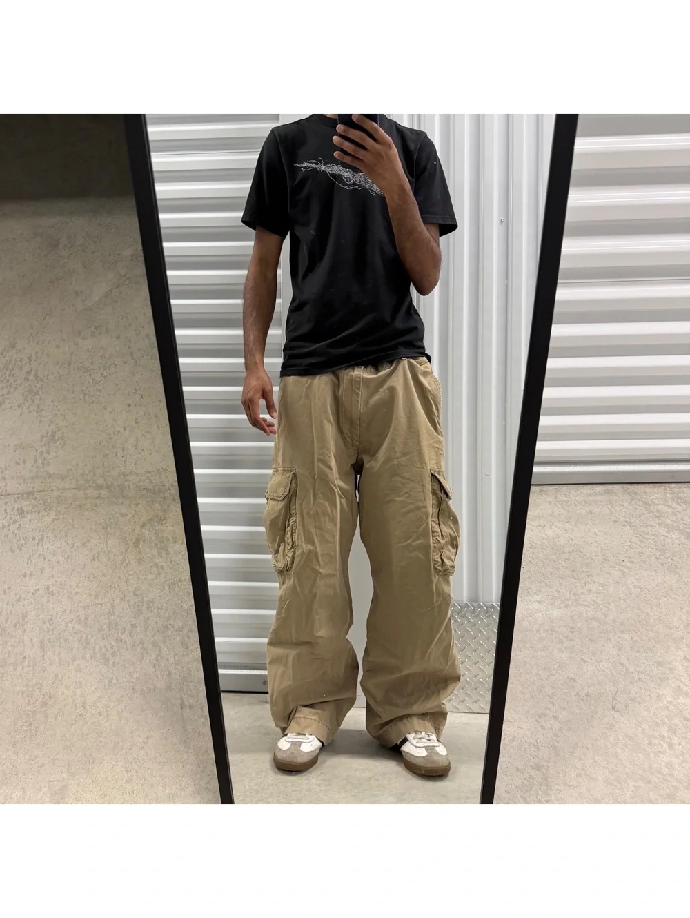 Y2K VTG Banana Republic Baggy Cargo Pants Sz. 38X32 (Fits 38X29) Khaki Wide Leg
